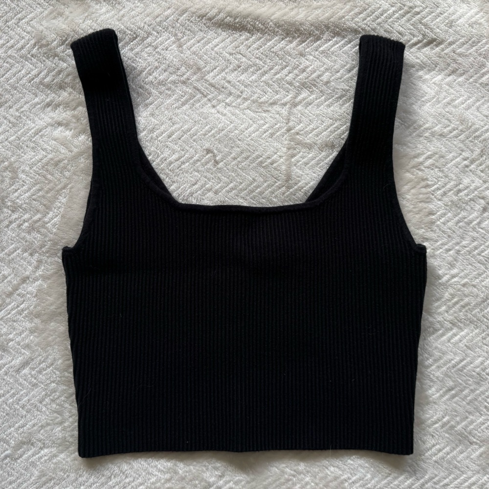 Abound Black Ribbed Crop Top